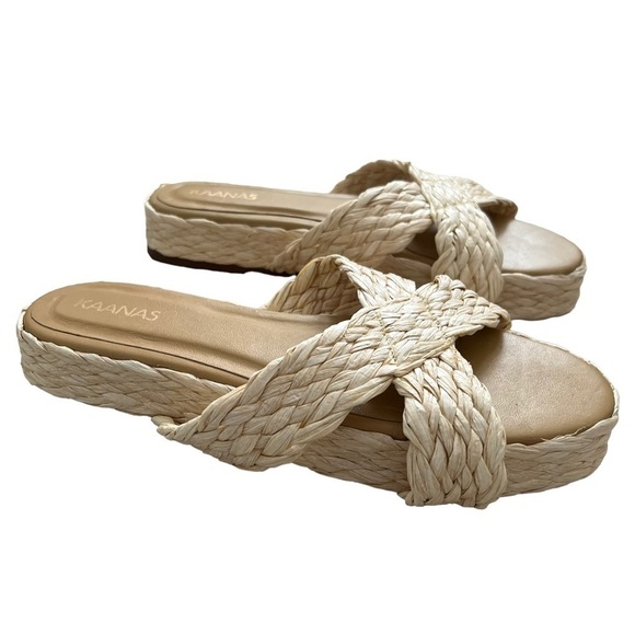 Kaanas Women’s Inagua Crisscross Raffia Flatform Sandals Size 9 - Picture 1 of 6
